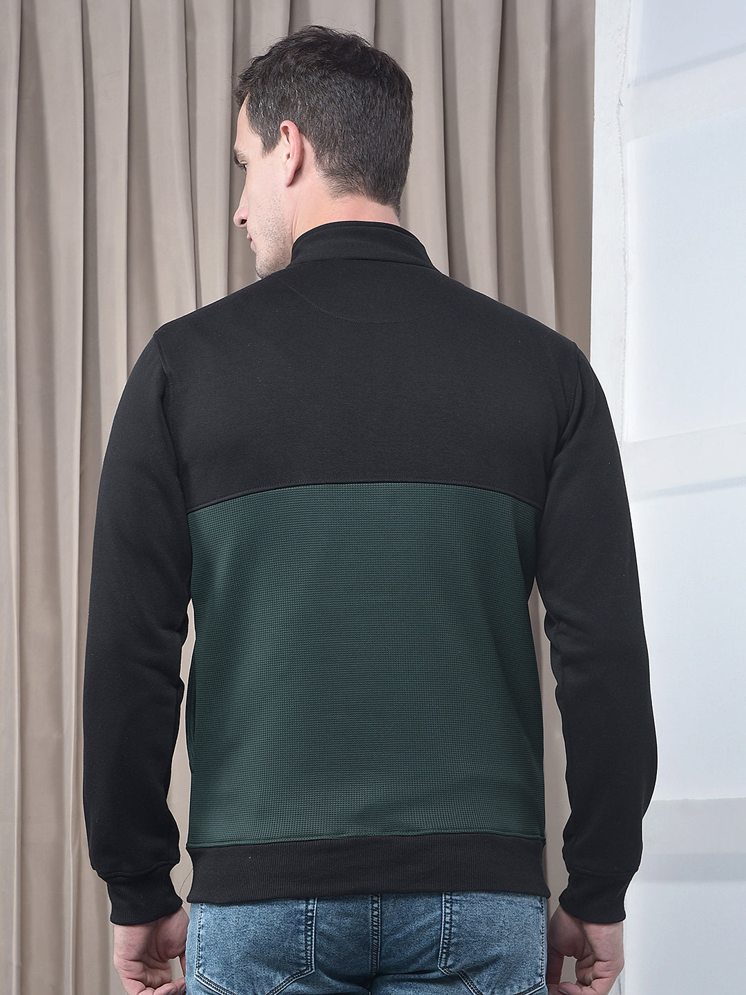 cobb black color-block zip-up sweatshirt