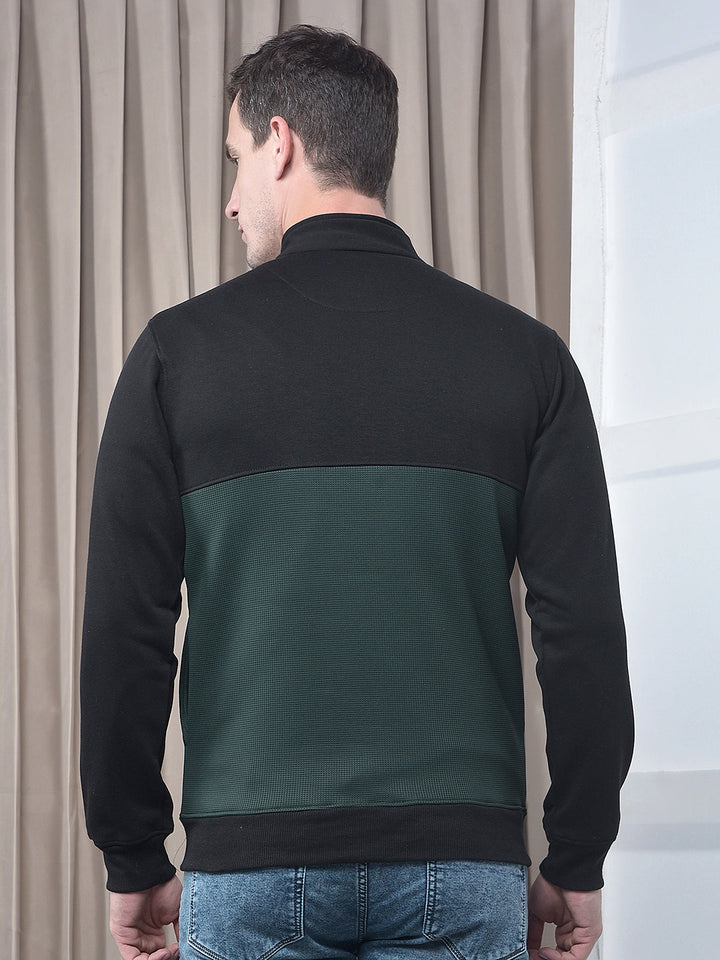 cobb black color-block zip-up sweatshirt