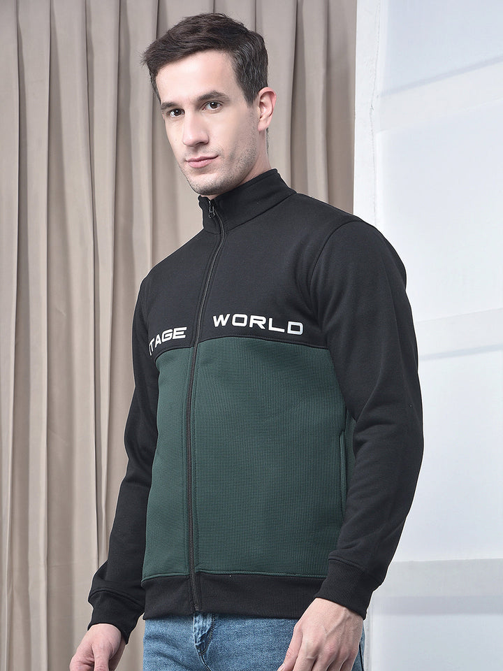 cobb black color-block zip-up sweatshirt