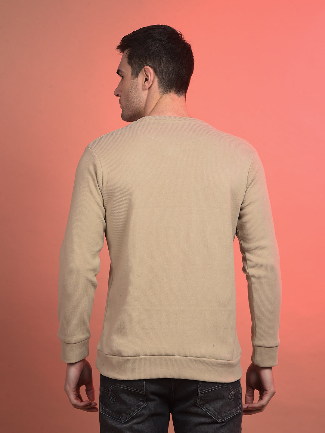 cobb solid beige round neck sweatshirt