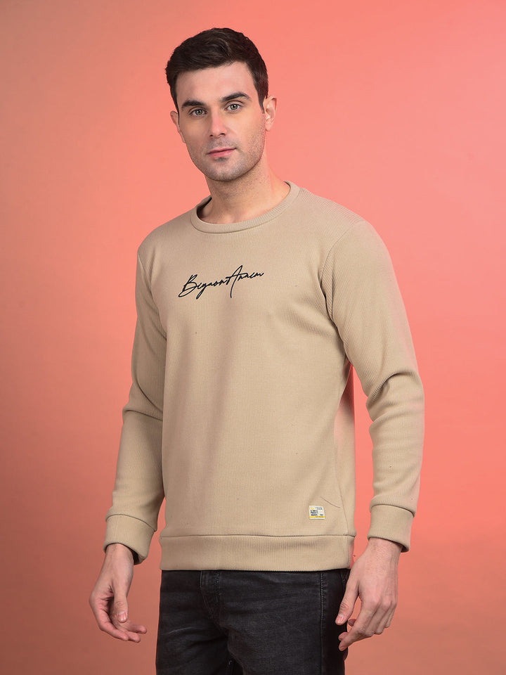 COBB SOLID BEIGE ROUND NECK SWEATSHIRT