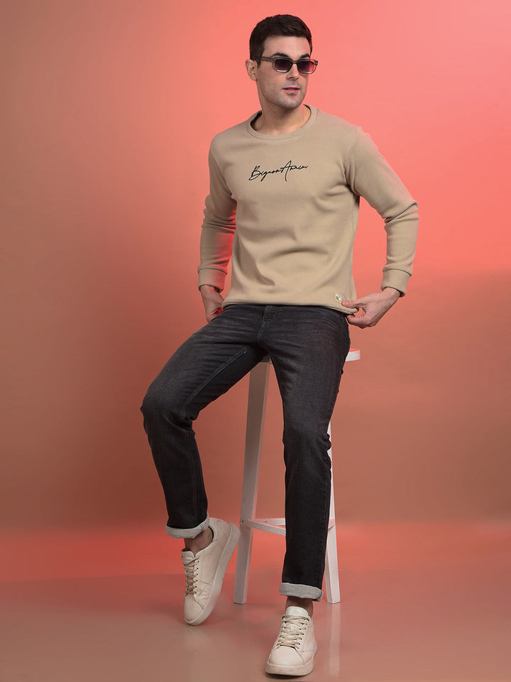 COBB SOLID BEIGE ROUND NECK SWEATSHIRT