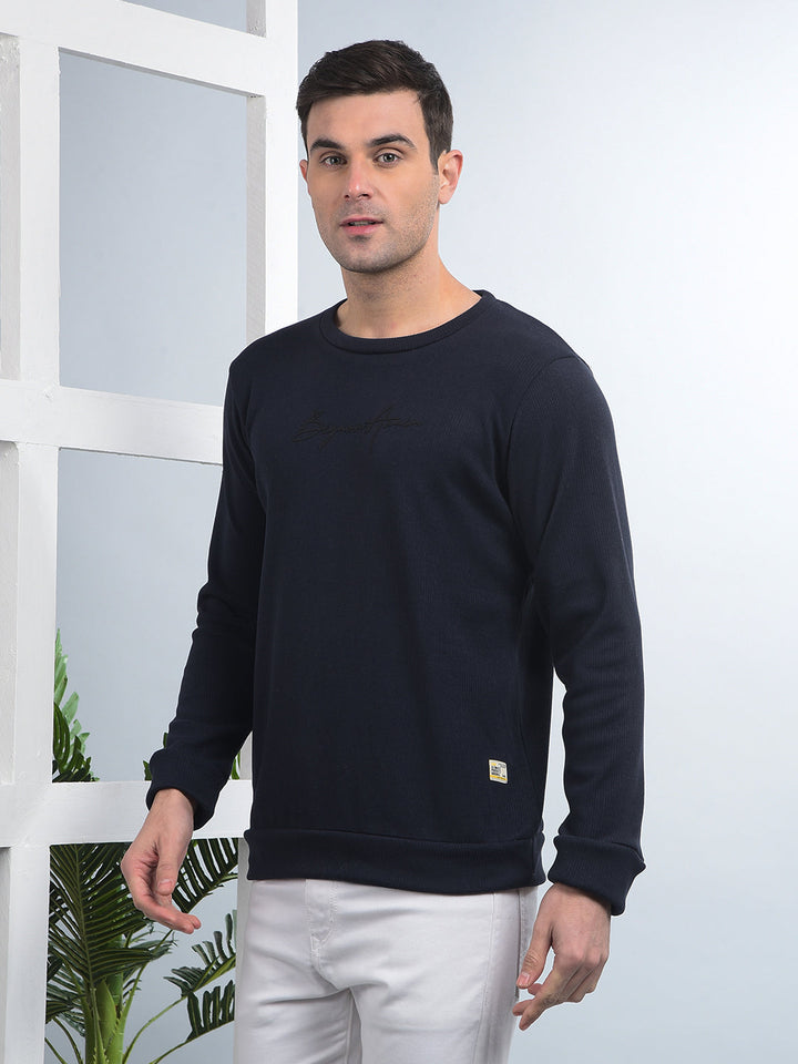 COBB SOLID NAVY BLUE ROUND NECK SWEATSHIRT