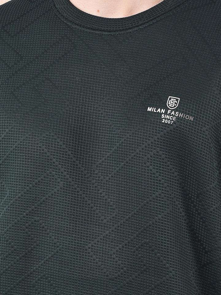 cobb bottle green self-design round neck sweatshirt