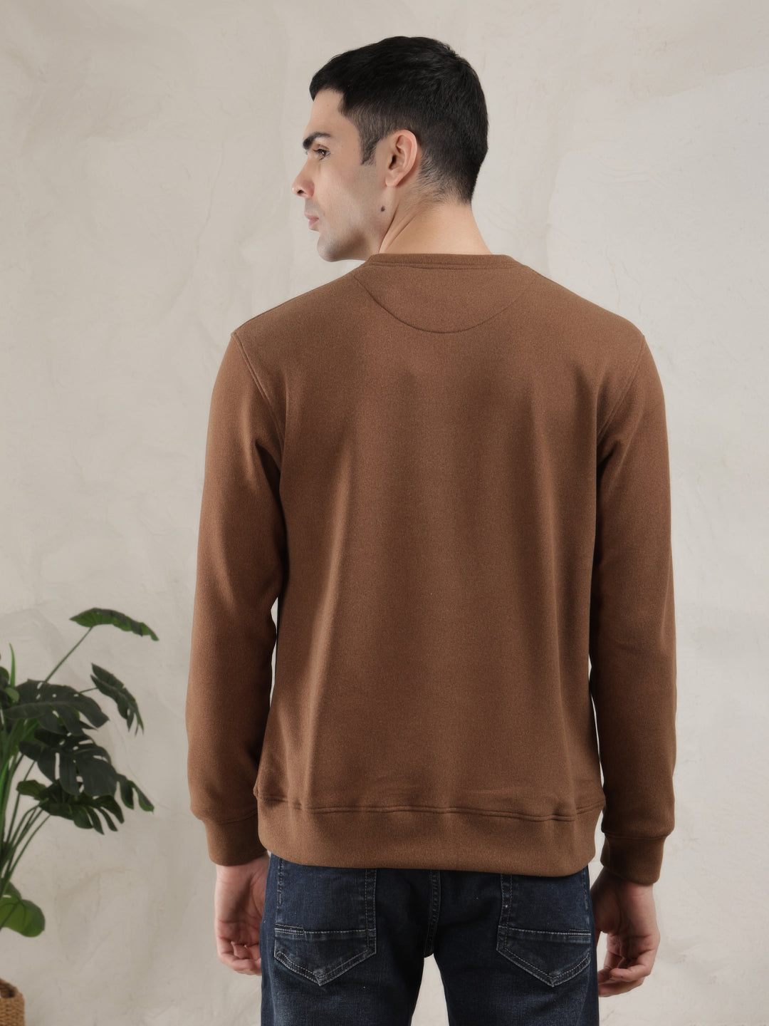 cobb brown printed round neck sweatshirt