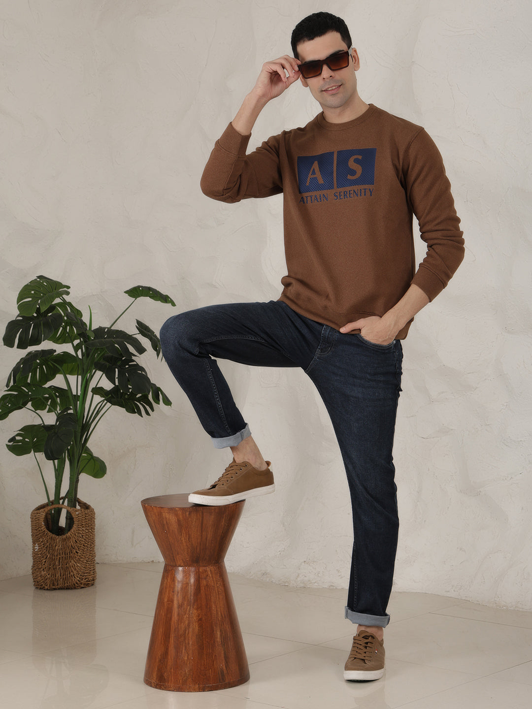 COBB BROWN PRINTED ROUND NECK SWEATSHIRT