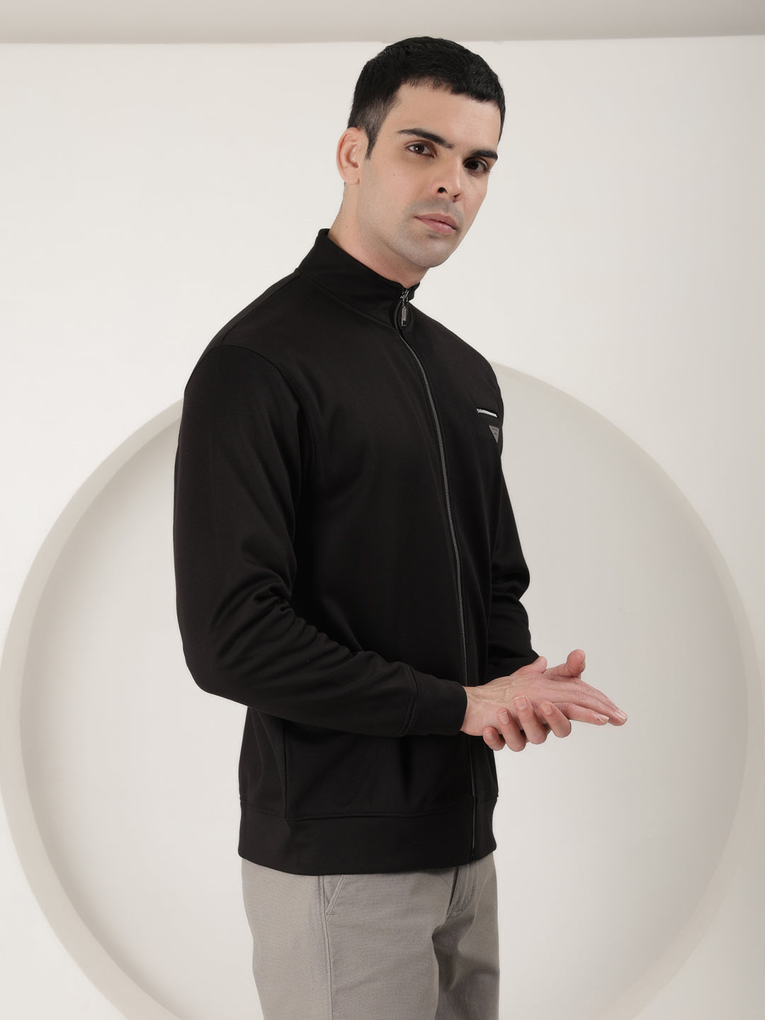 COBB SOLID BLACK ZIP-UP SWEATSHIRT