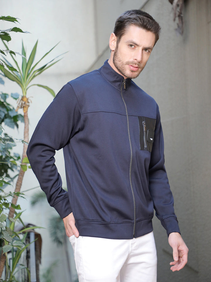 COBB SOLID NAVY BLUE ZIP-UP SWEATSHIRT