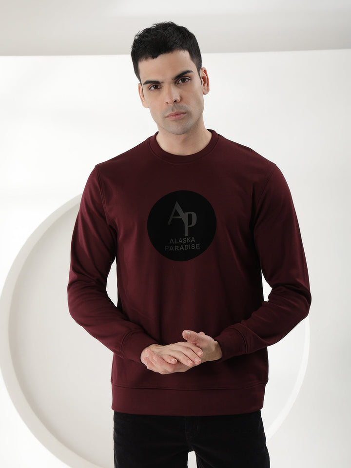 cobb wine printed round neck sweatshirt