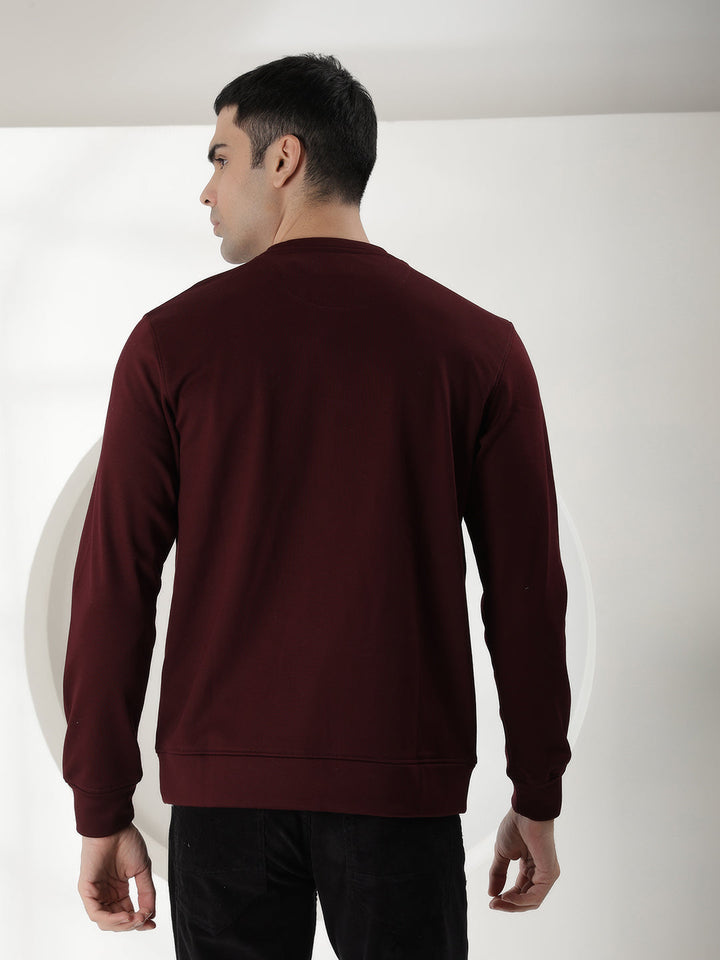 cobb wine printed round neck sweatshirt