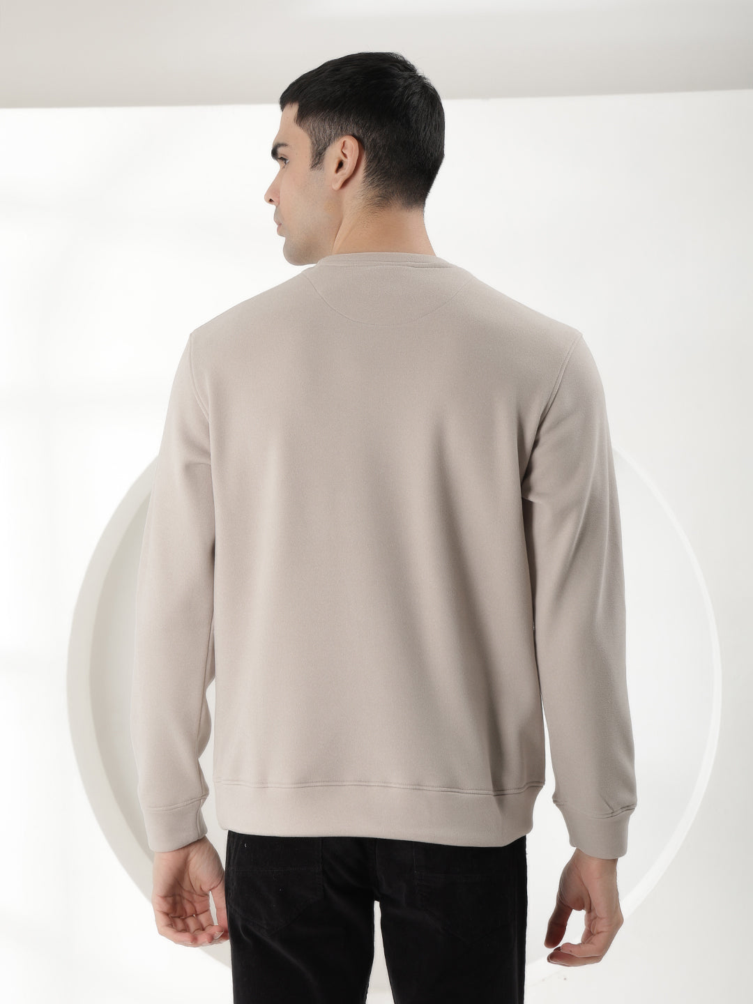 cobb light grey printed round neck sweatshirt