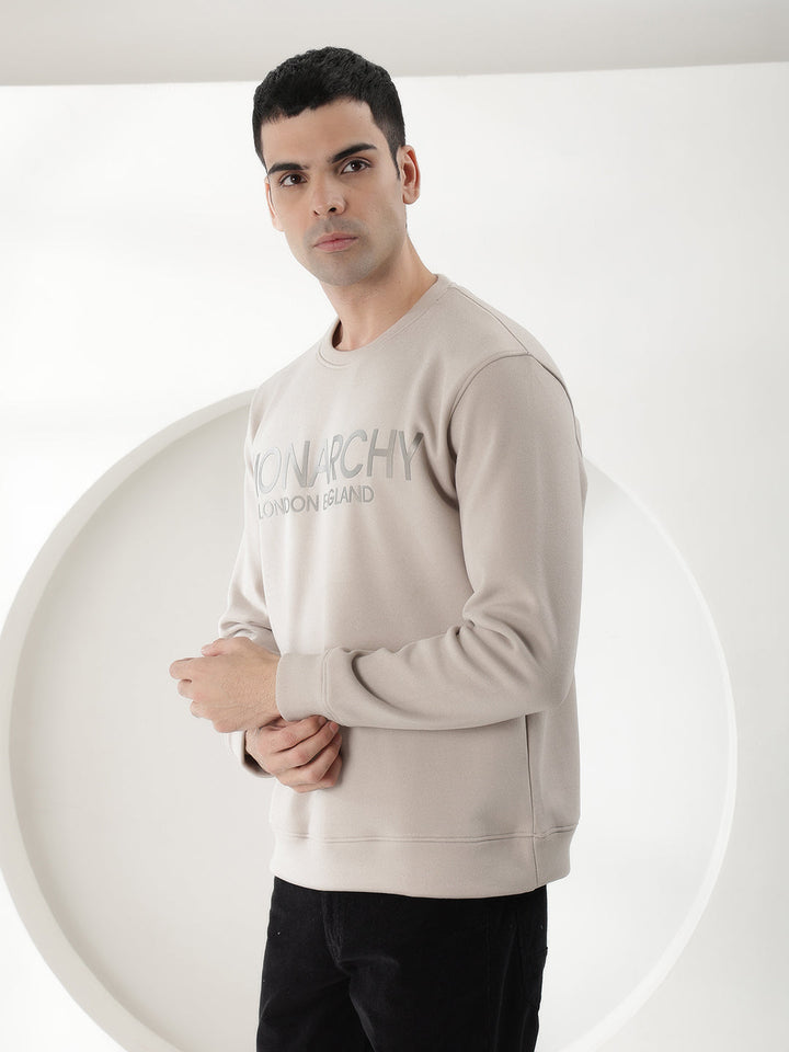 COBB LIGHT GREY PRINTED ROUND NECK SWEATSHIRT