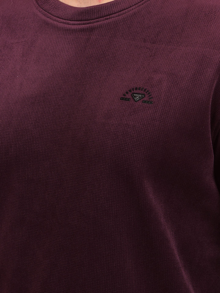 cobb solid wine round neck velvet sweatshirt