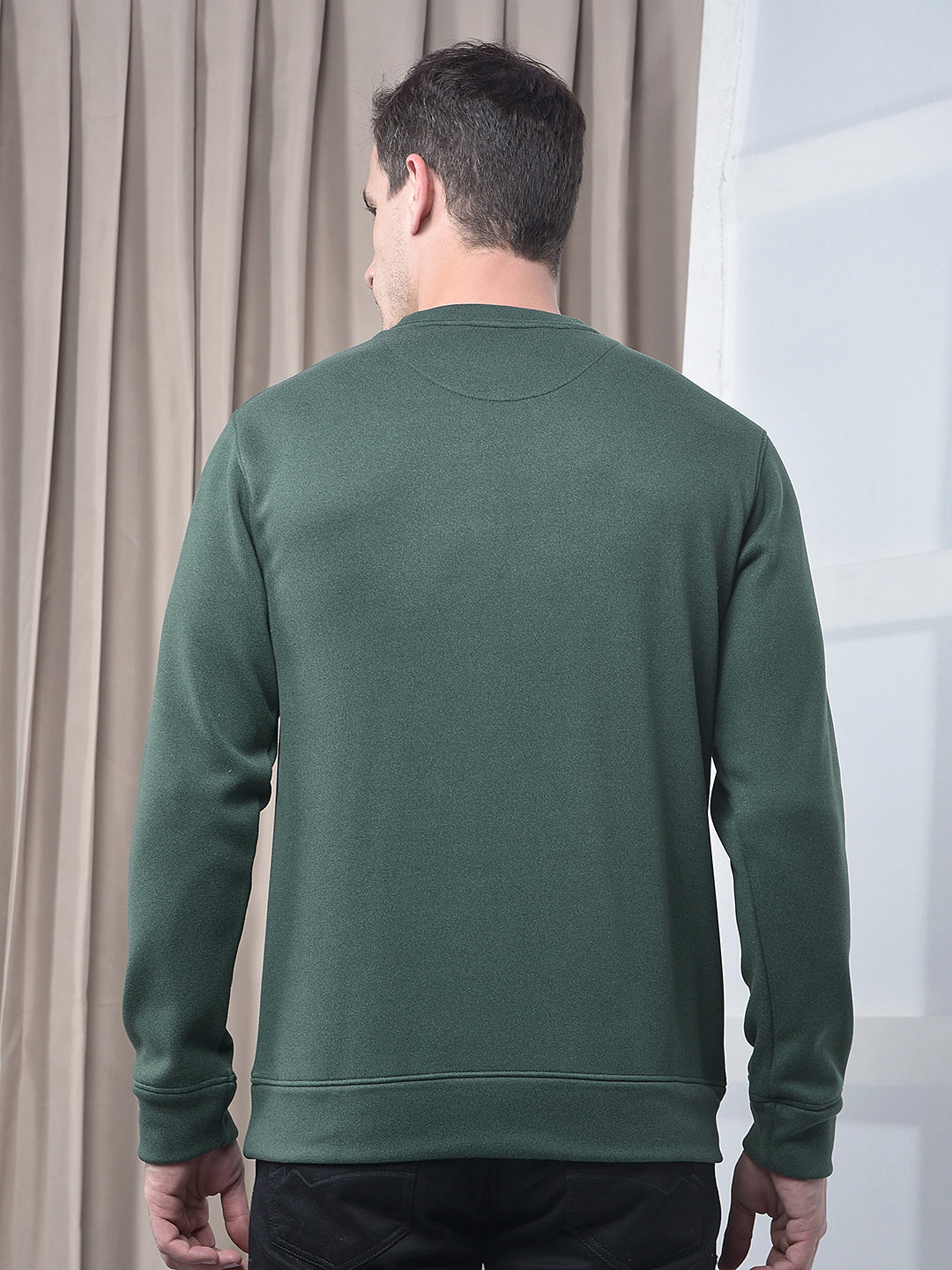 cobb bottle green printed round neck sweatshirt