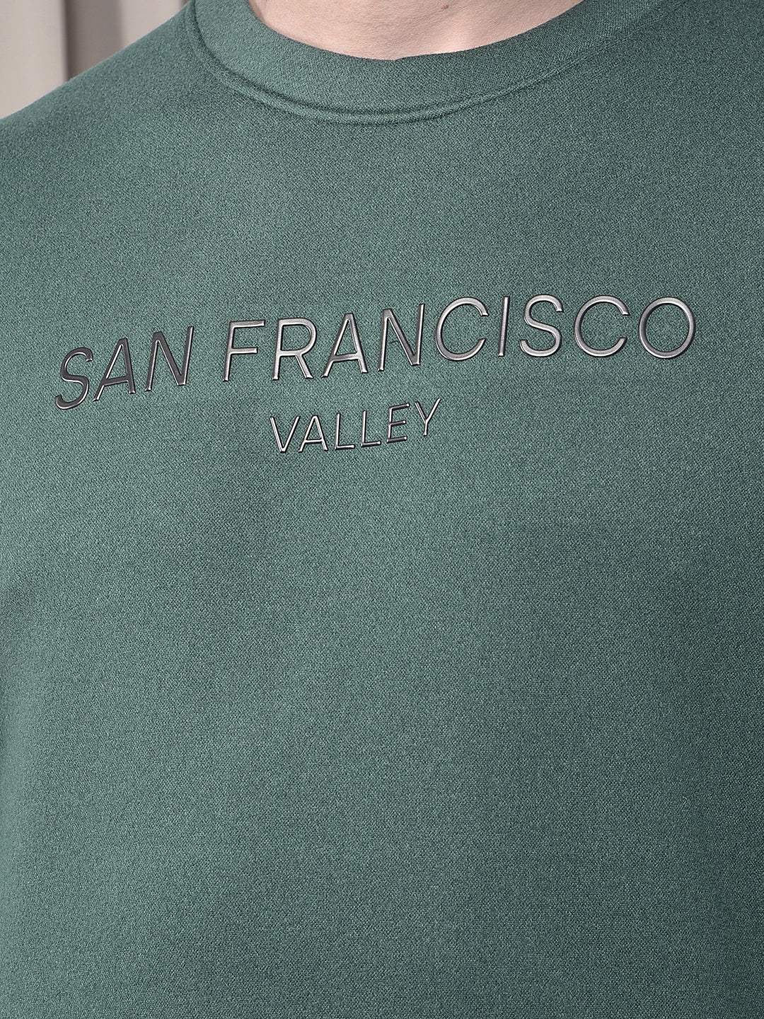 COBB BOTTLE GREEN PRINTED ROUND NECK SWEATSHIRT