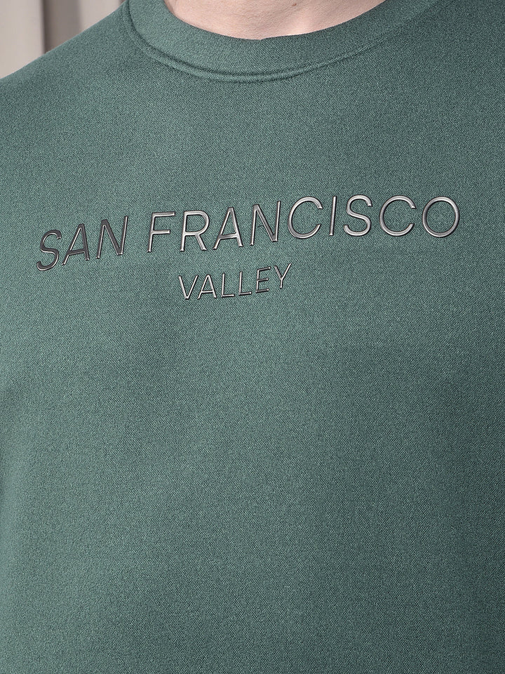 COBB BOTTLE GREEN PRINTED ROUND NECK SWEATSHIRT