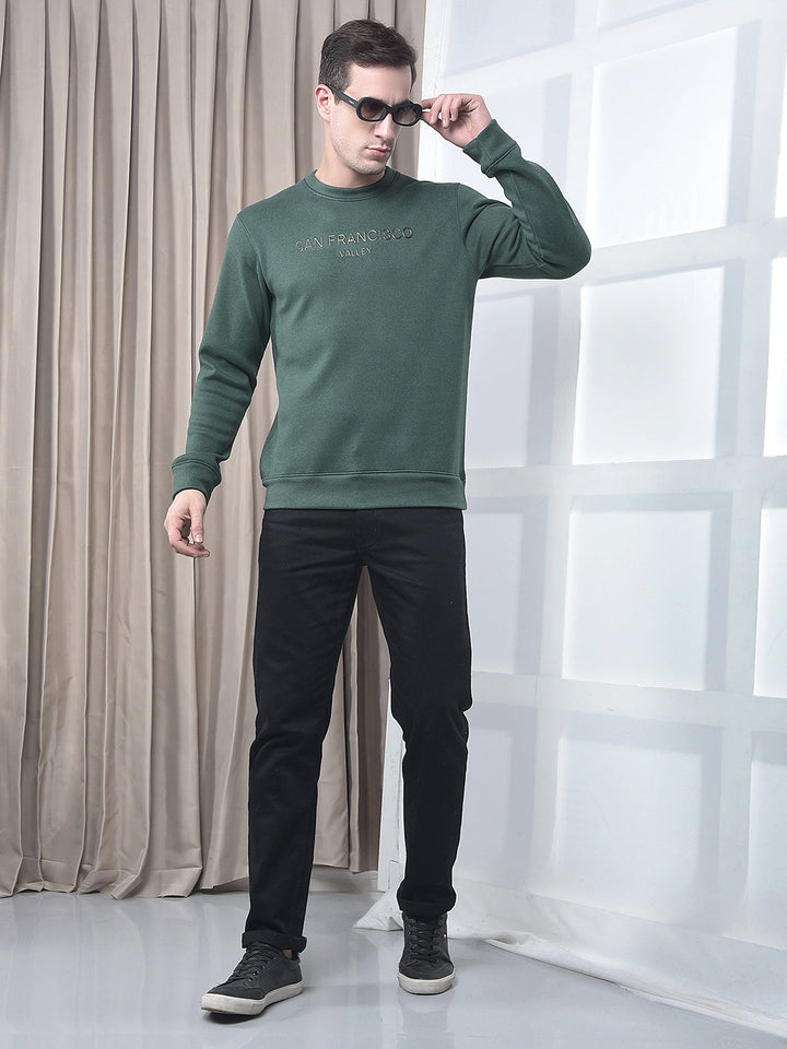COBB BOTTLE GREEN PRINTED ROUND NECK SWEATSHIRT