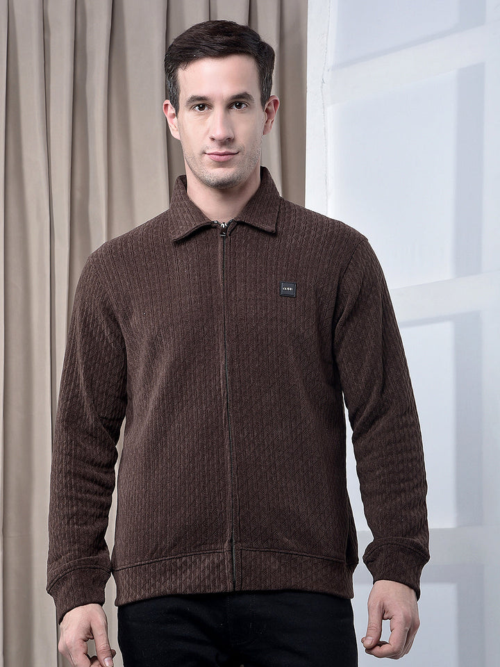 cobb choclate self-design zip-up sweatshirt