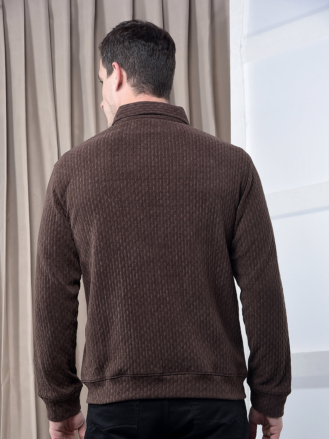 cobb choclate self-design zip-up sweatshirt