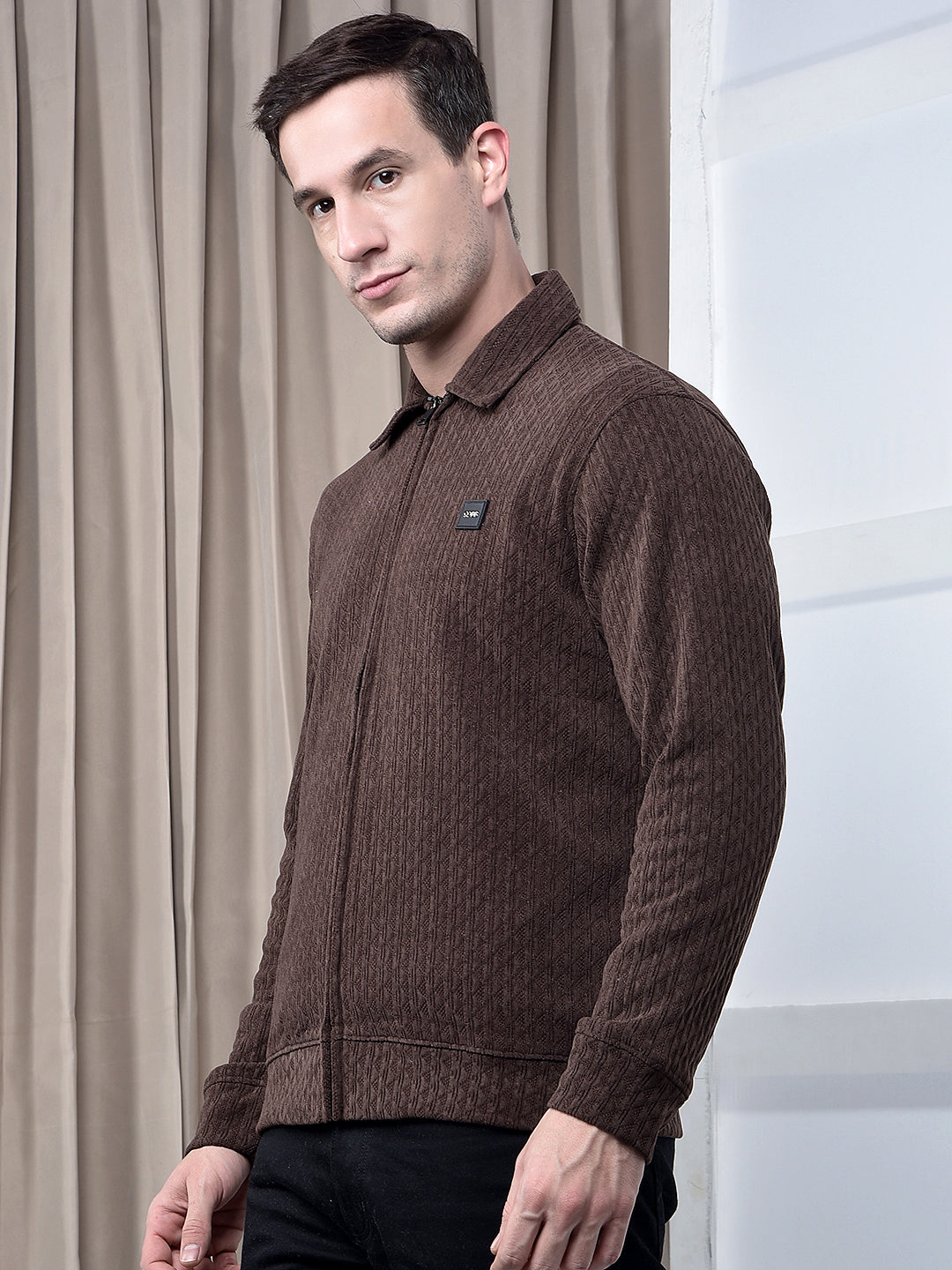 cobb choclate self-design zip-up sweatshirt