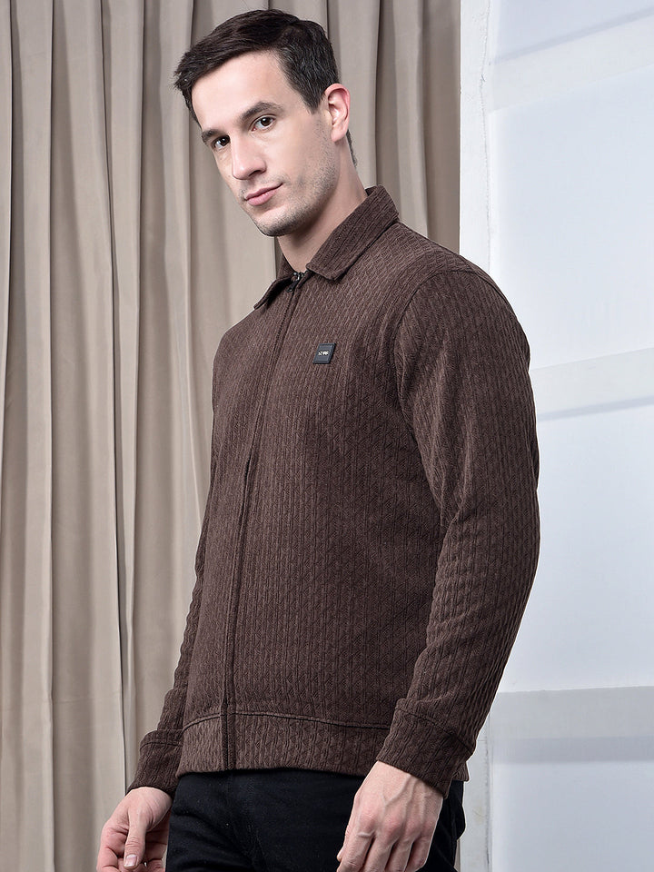 cobb choclate self-design zip-up sweatshirt