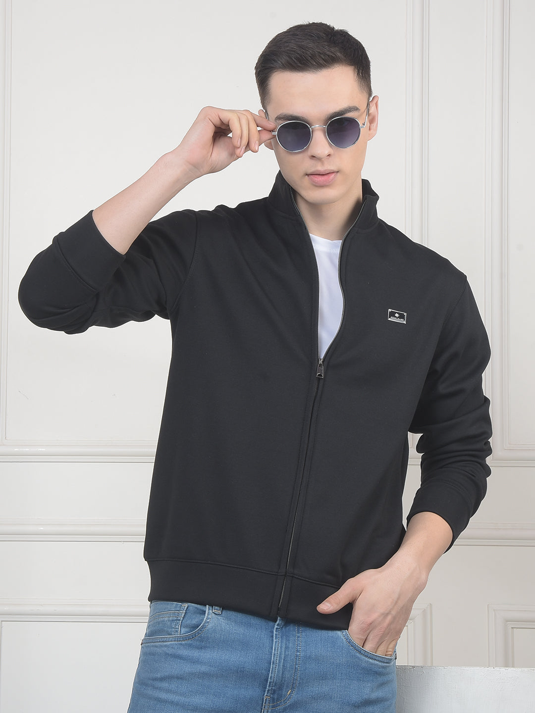 cobb solid black zip-up sweatshirt