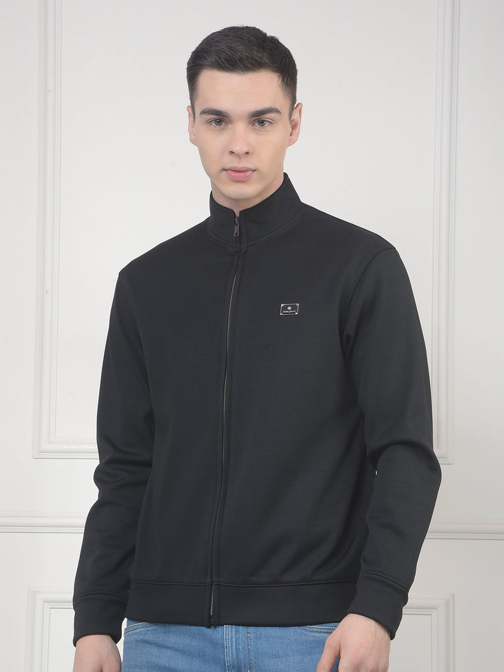 cobb solid black zip-up sweatshirt