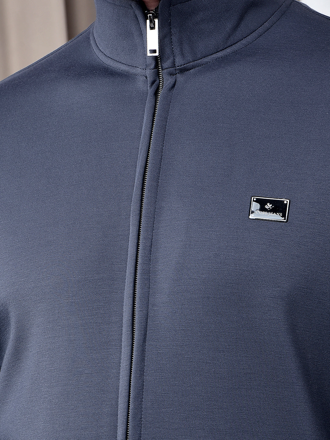 COBB SOLID DARK GREY BLUE ZIP-UP SWEATSHIRT