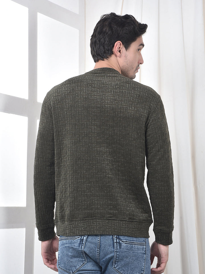 cobb olive self-design round neck sweatshirt