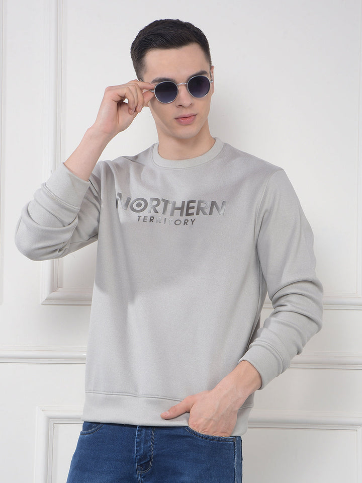 cobb light grey printed round neck sweatshirt