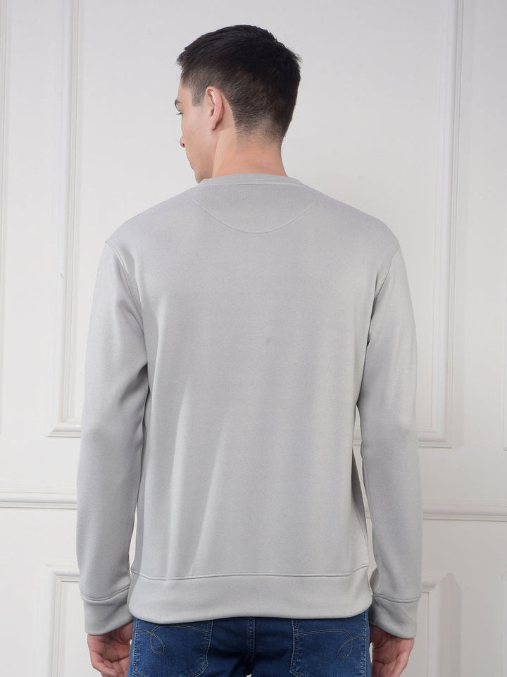cobb light grey printed round neck sweatshirt