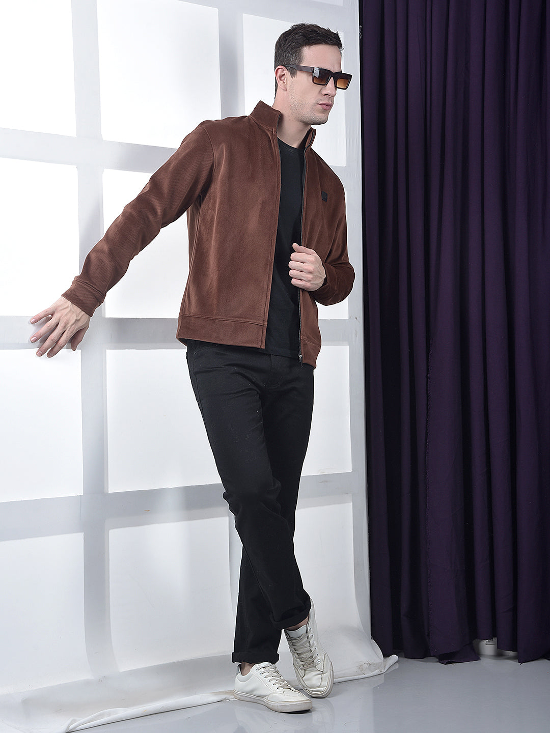 COBB SOLID COPPER ZIP-UP VELVET SWEATSHIRT