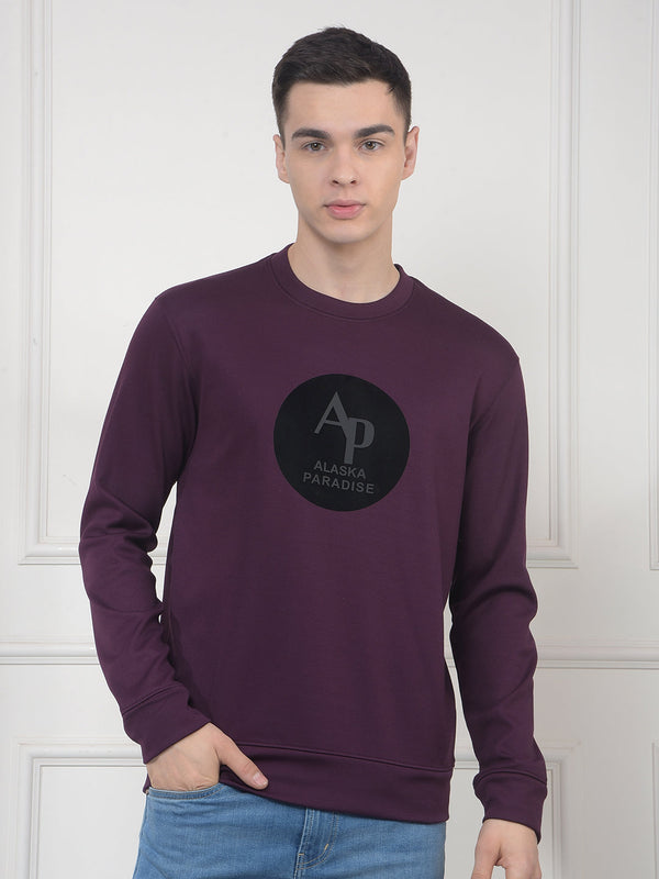 cobb wine printed round neck sweatshirt