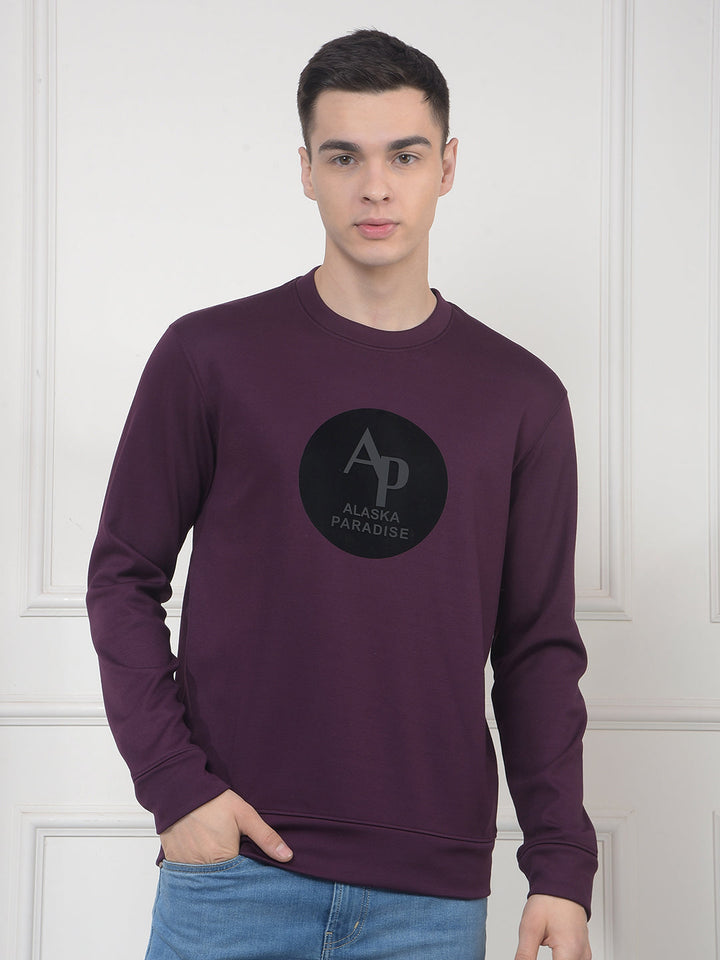 cobb wine printed round neck sweatshirt