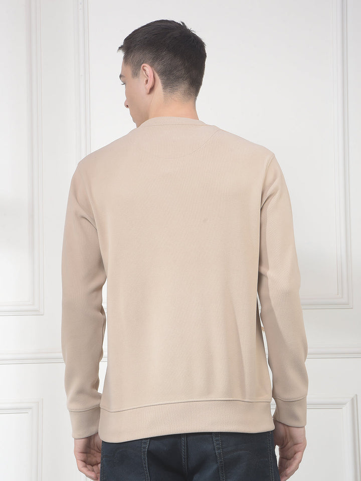 cobb solid beige round neck sweatshirt