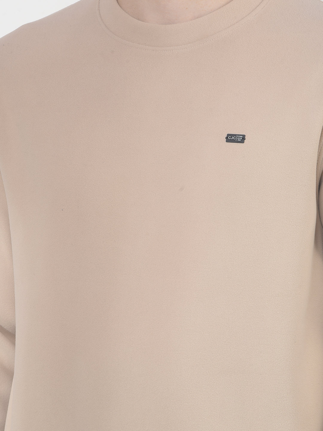 COBB SOLID BEIGE ROUND NECK SWEATSHIRT
