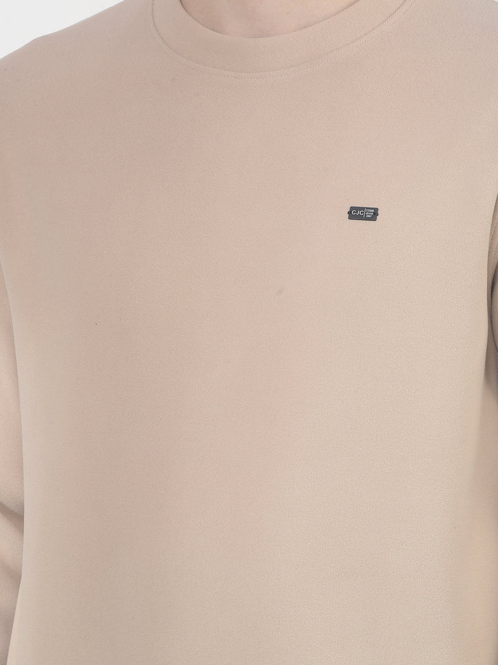 COBB SOLID BEIGE ROUND NECK SWEATSHIRT