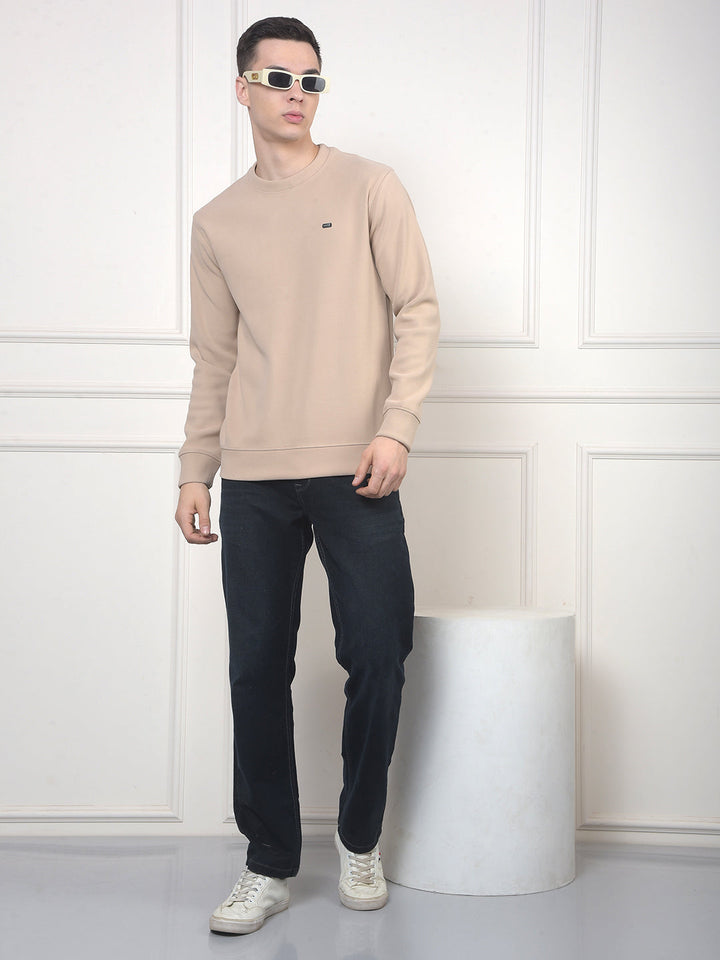 COBB SOLID BEIGE ROUND NECK SWEATSHIRT