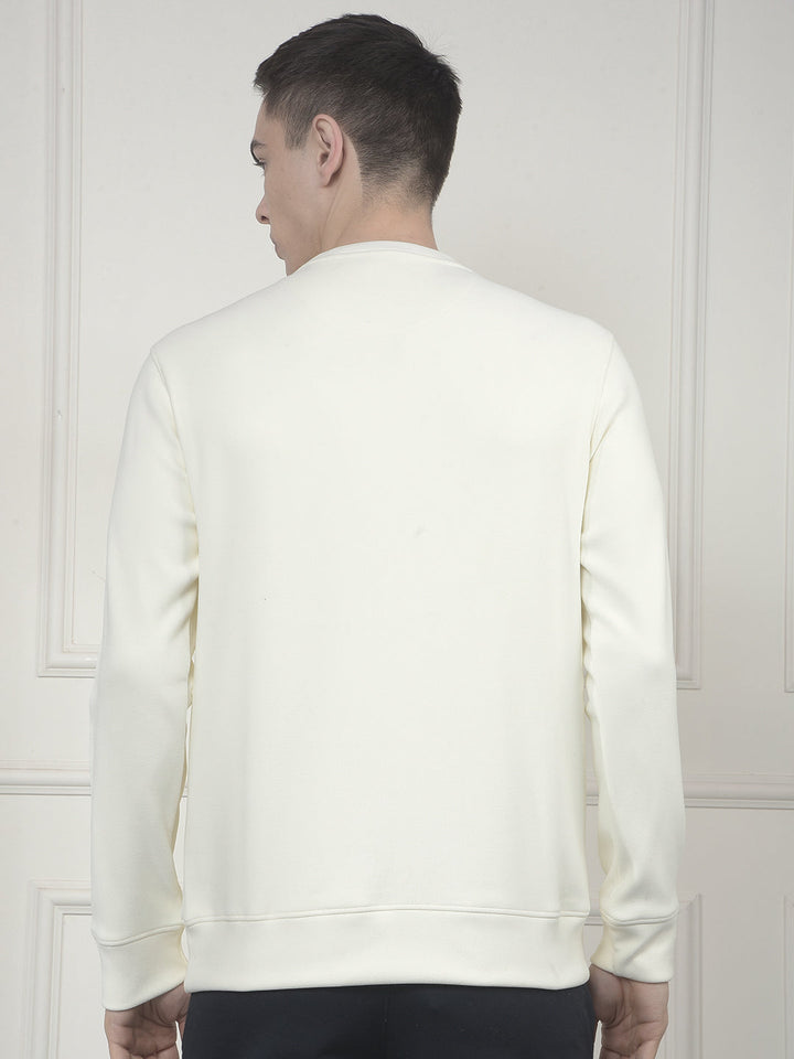 cobb solid off white round neck sweatshirt