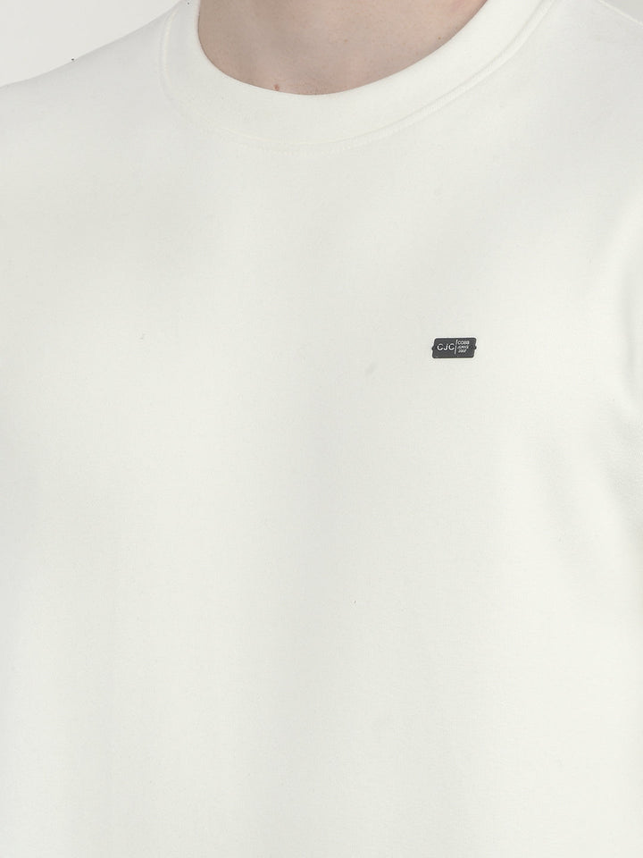 COBB SOLID OFF WHITE ROUND NECK SWEATSHIRT