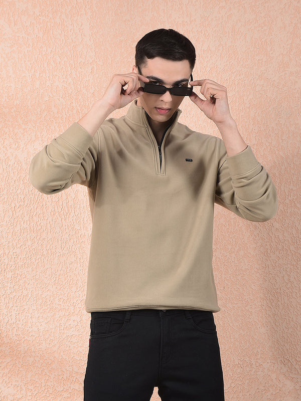 cobb solid fawn zipper sweatshirt