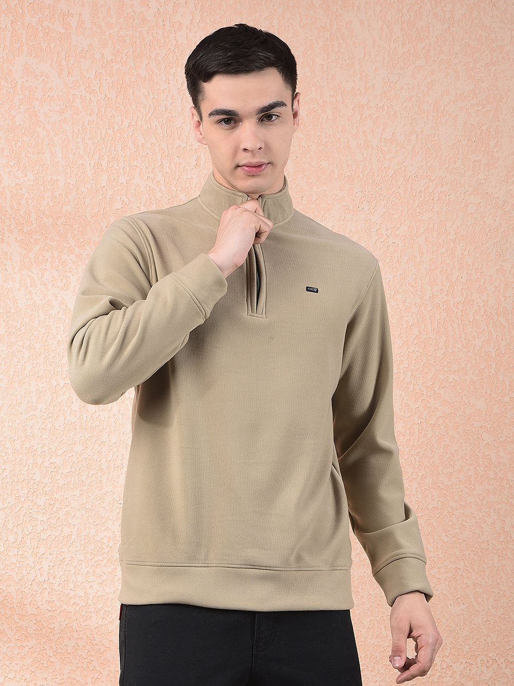cobb solid fawn zipper sweatshirt