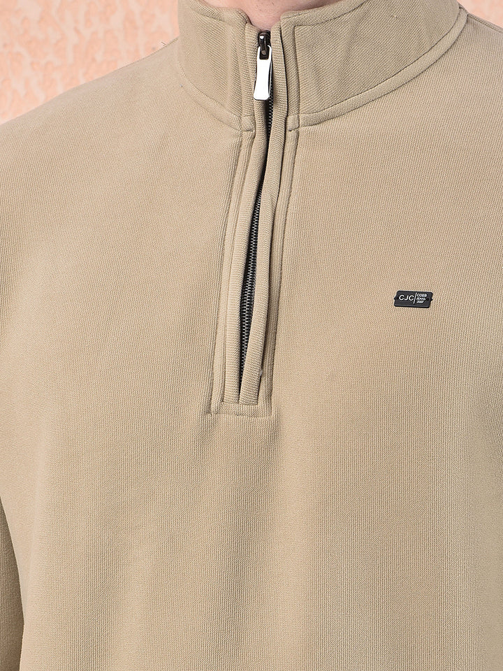 cobb solid fawn zipper sweatshirt
