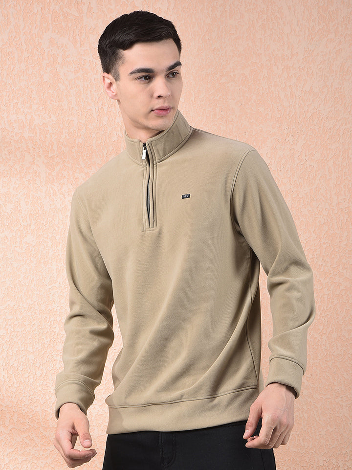 COBB SOLID FAWN ZIPPER SWEATSHIRT