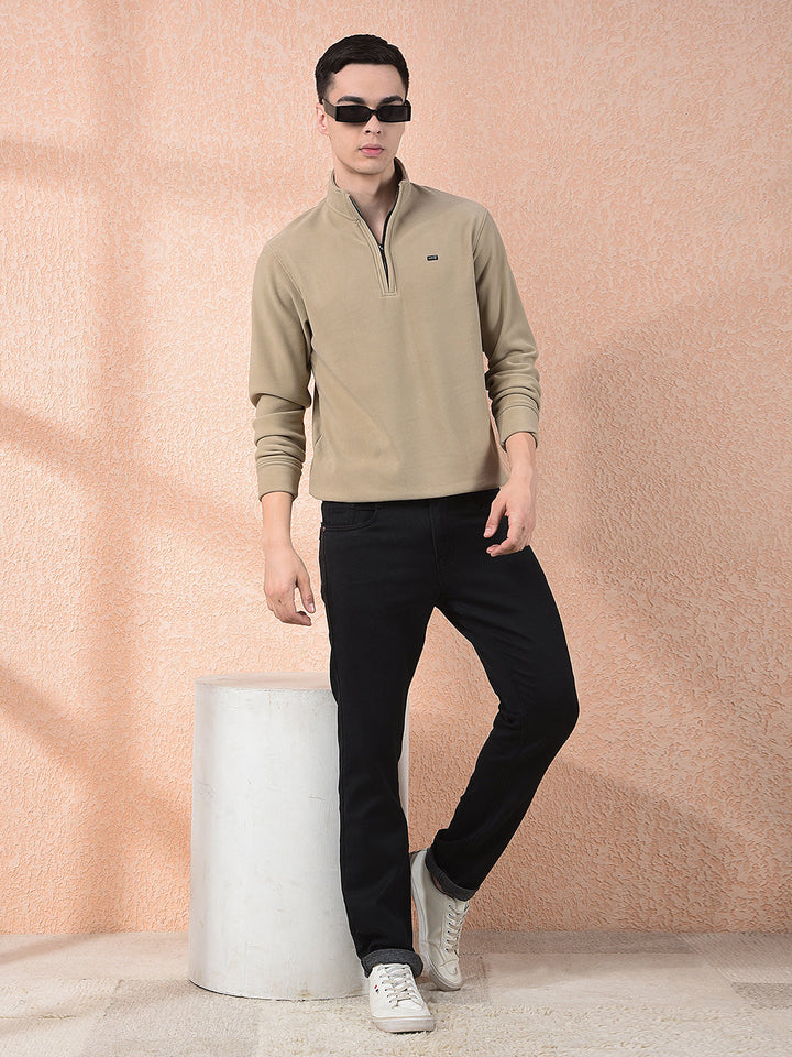 COBB SOLID FAWN ZIPPER SWEATSHIRT