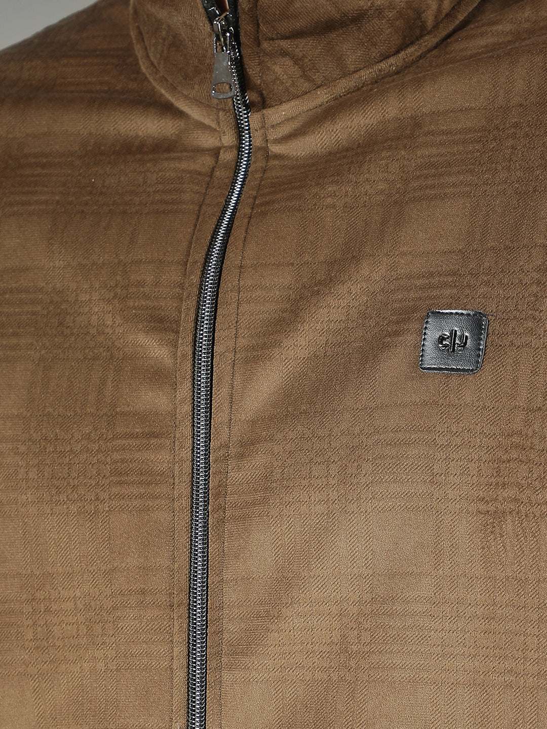 cobb beige checked zip-up sweatshirt