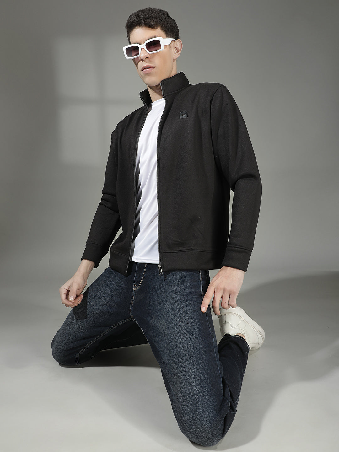 cobb solid black zip-up sweatshirt