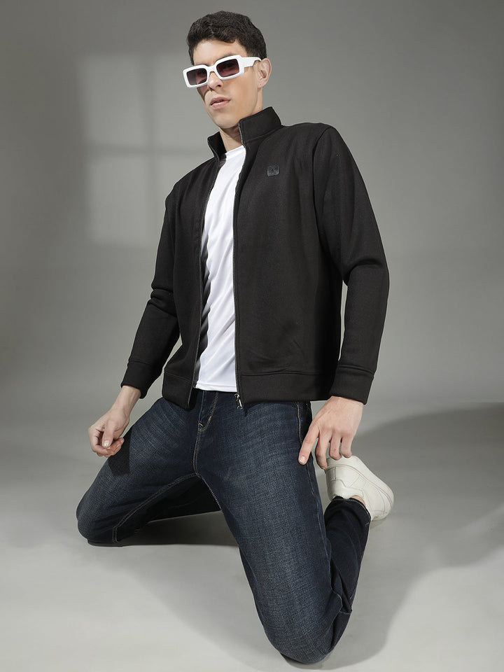 cobb solid black zip-up sweatshirt