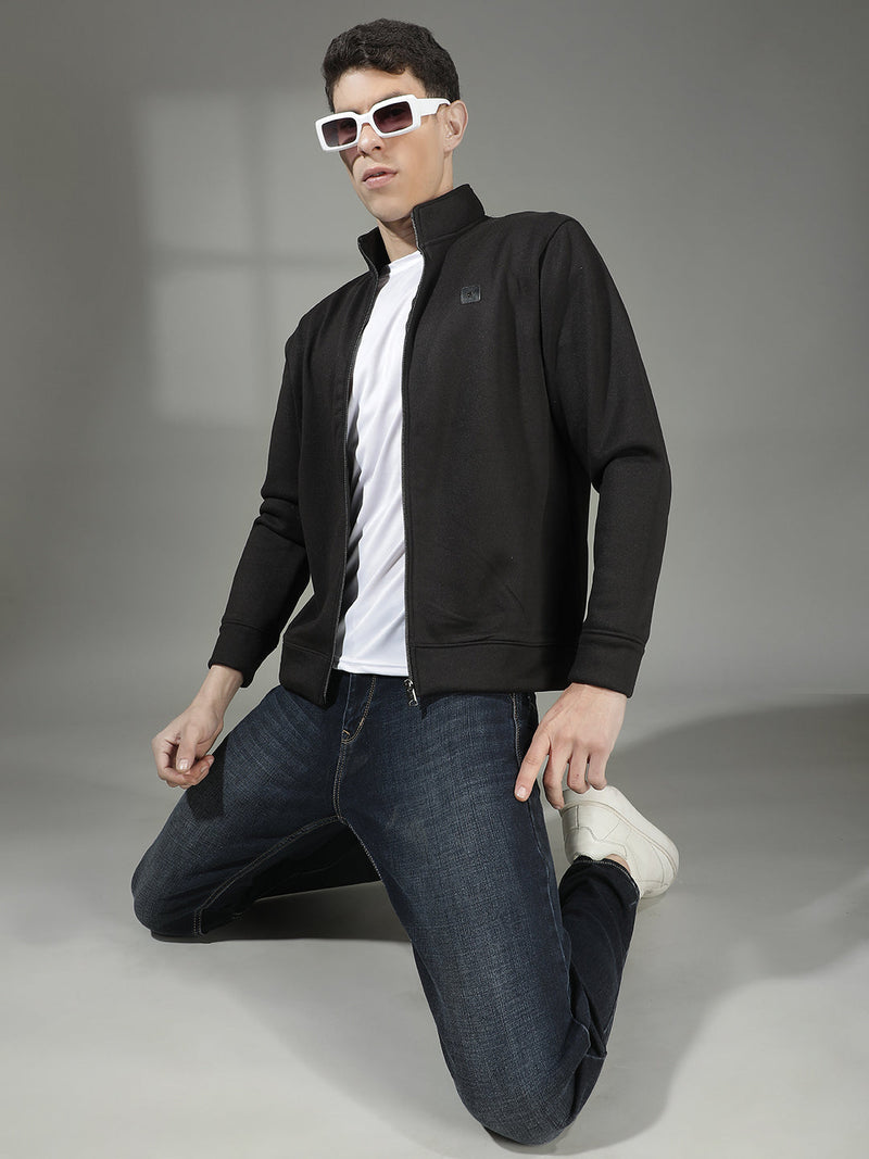 cobb solid black zip-up sweatshirt