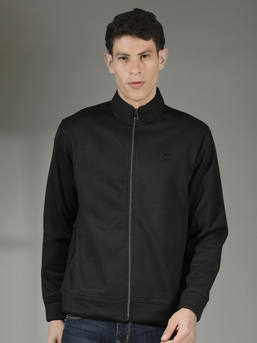 cobb solid black zip-up sweatshirt